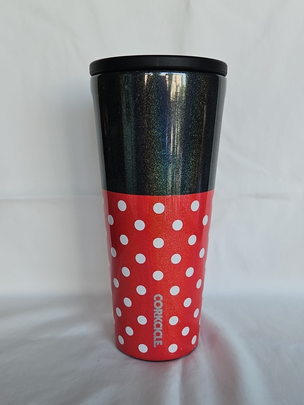 Corkcicle Disney Mini Mouse Red Polka Dot Tumbler, Black & Red  Iridescent.